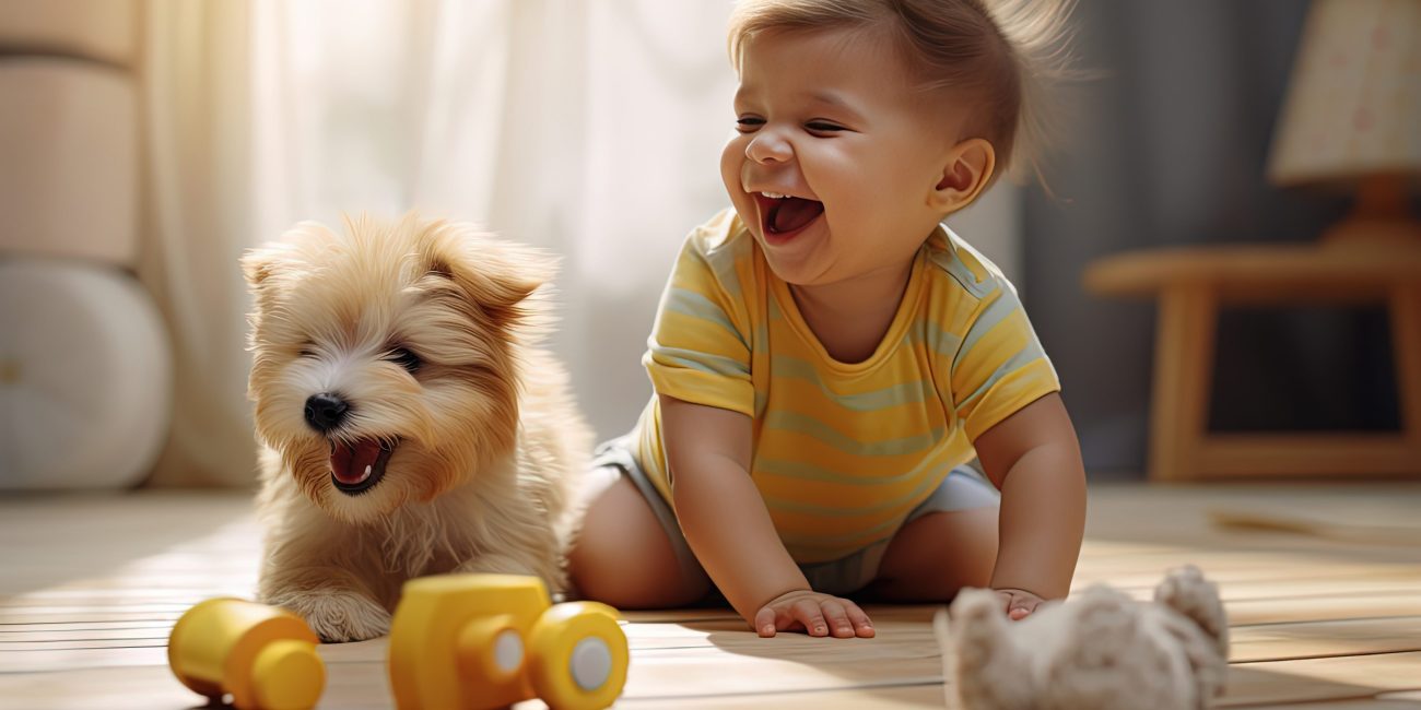 un enfant heureux joue avec un chien à la maison, meilleur ami