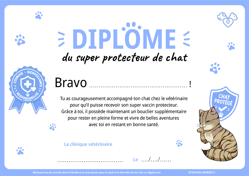 Diplôme chat vacciné